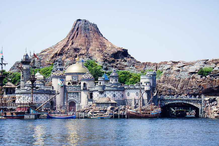 Tokyo DisneySea Port Discovery Castle and Volcano Landscape