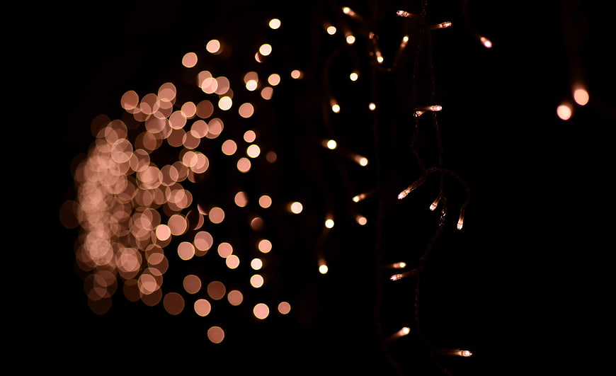 Bokeh Christmas Lights on Black Background