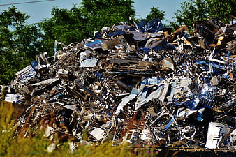 Large Pile Of Recycled Scrap Metal Junkyard