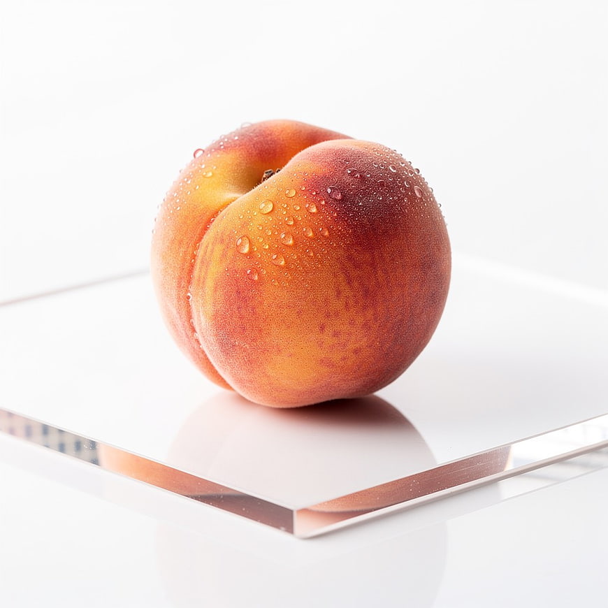 Fresh Ripe Peach with Water Droplets on White Background