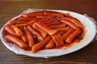 Spicy Korean Tteokbokki Rice Cakes in Red Sauce