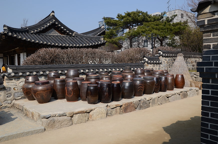 Traditional Korean Earthenware Jars in Namsan Hanok Village