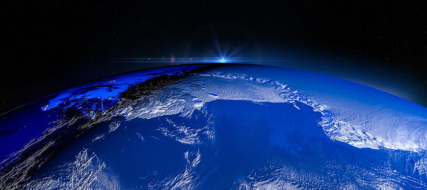 Earth Sunrise From Space 3D Render