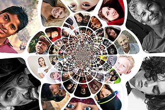 Global Diversity Spiral Collage of Human Faces