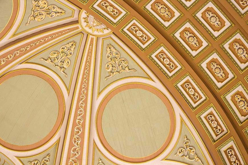 Ornate Baroque Ceiling with Gold and Green Details