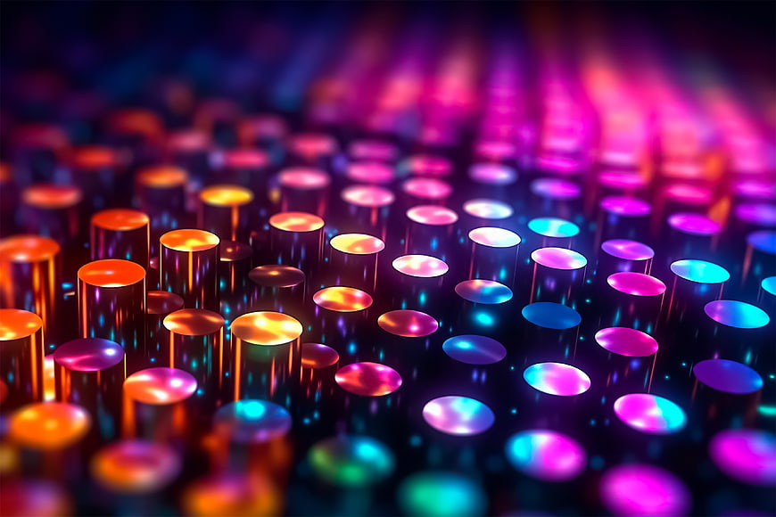 Abstract 3D Render of Colorful Metallic Cylinders