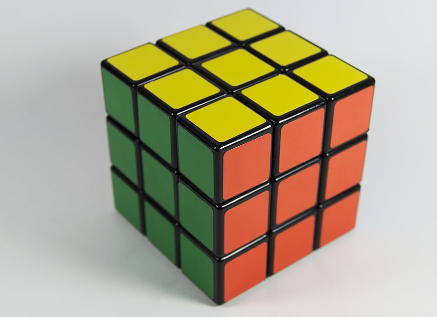 Solved Rubik's Cube on White Background