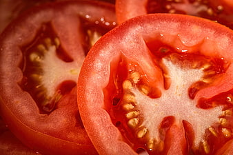 Close-up of Fresh Sliced Red Tomatoes