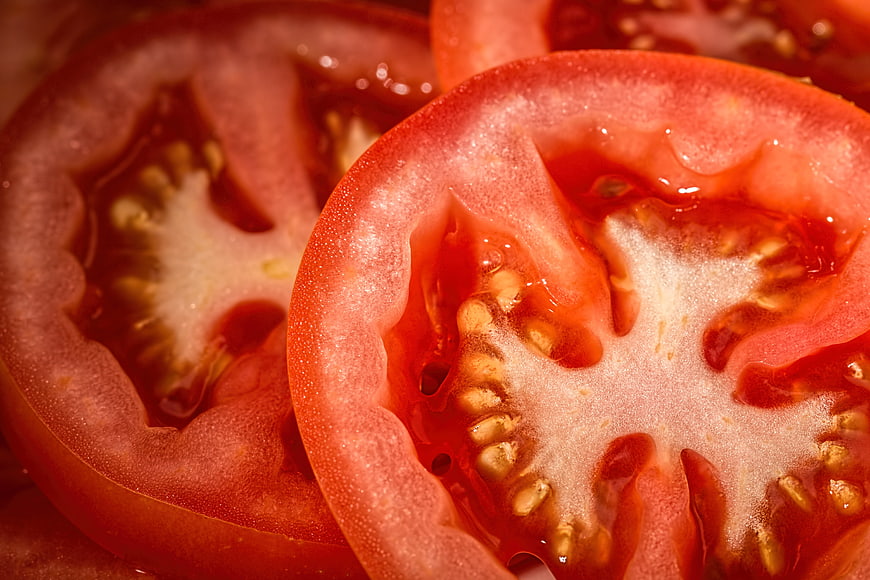 Close-up of Fresh Sliced Red Tomatoes