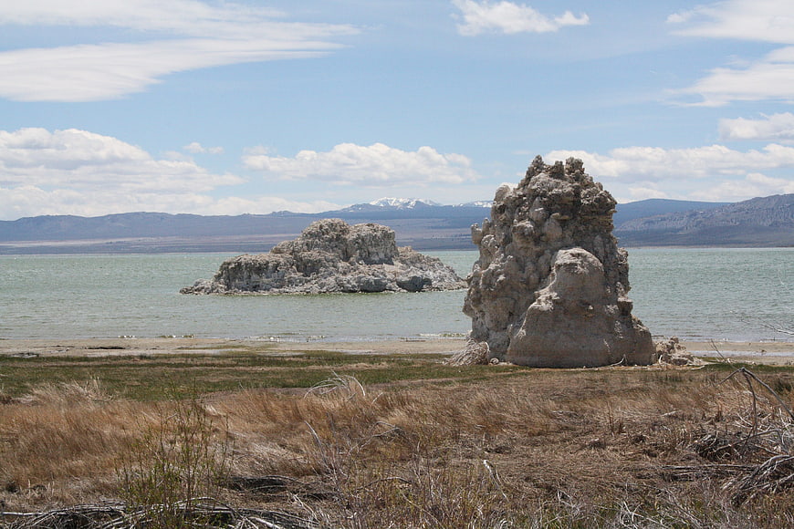 Mono Lake Tufa Formations with Mountain Background