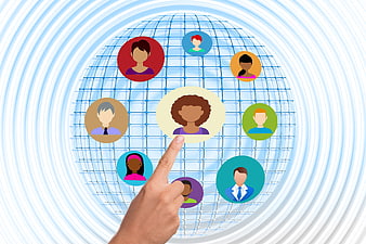 Hand Selecting User Profile On Global Social Network Sphere