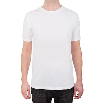 Male Model Wearing Plain White T-Shirt on White Background