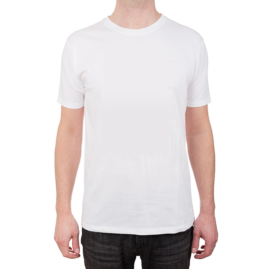 Male Model Wearing Plain White T-Shirt on White Background