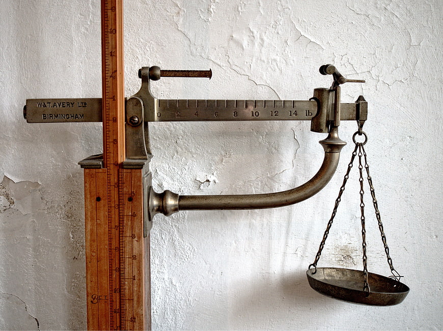 Vintage W&T Avery Scale on Textured White Wall