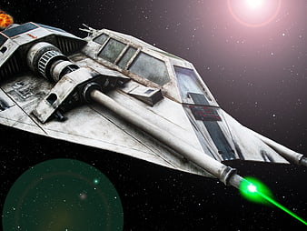 Star Wars TIE Fighter Firing Green Laser in Deep Space