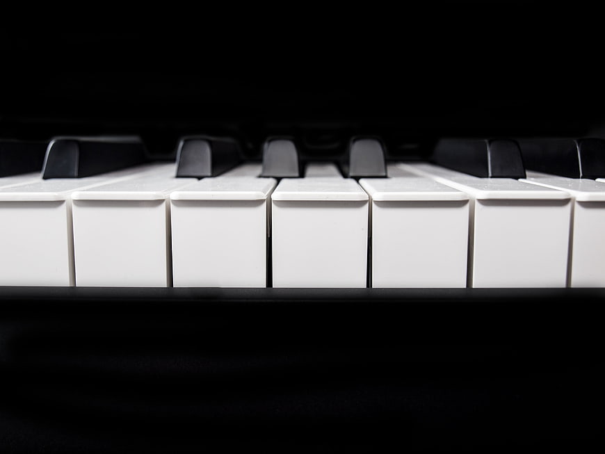 Close-up of Piano Keys with Black and White Contrast