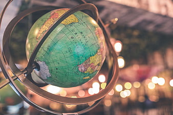 Vintage Globe with Bokeh Background