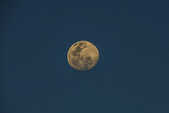 Full Moon in Deep Blue Night Sky