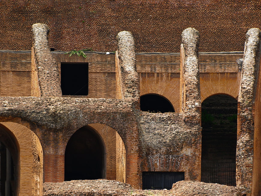 Ancient Roman Brick Architecture and Ruins Detail