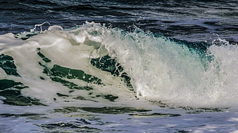 Dynamic Ocean Wave Crashing with White Sea Foam