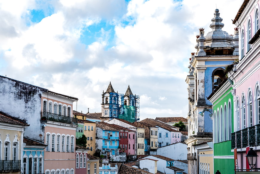 Colorful colonial architecture in historic Brazilian city