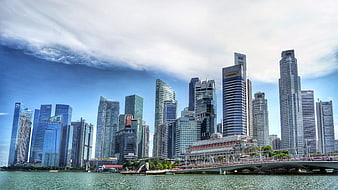 Singapore Skyline with Skyscrapers and Marina Bay Waterfront