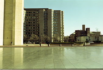 Modern City Architecture with Reflective Plaza