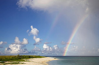 Double Rainbow Over Tropical Beach Landscape