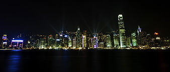 Hong Kong Night Skyline Panoramic View