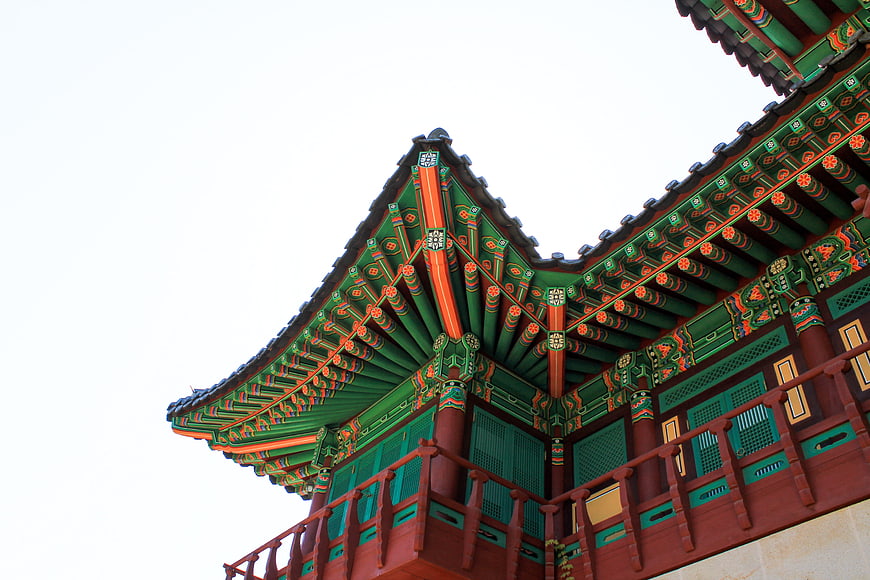 Traditional Korean Palace Roof Architecture Detail