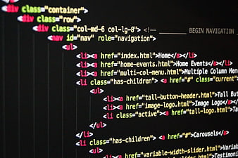 HTML Code Snippet on Dark Screen