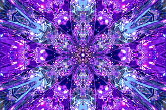 Vibrant purple and blue kaleidoscope crystal pattern