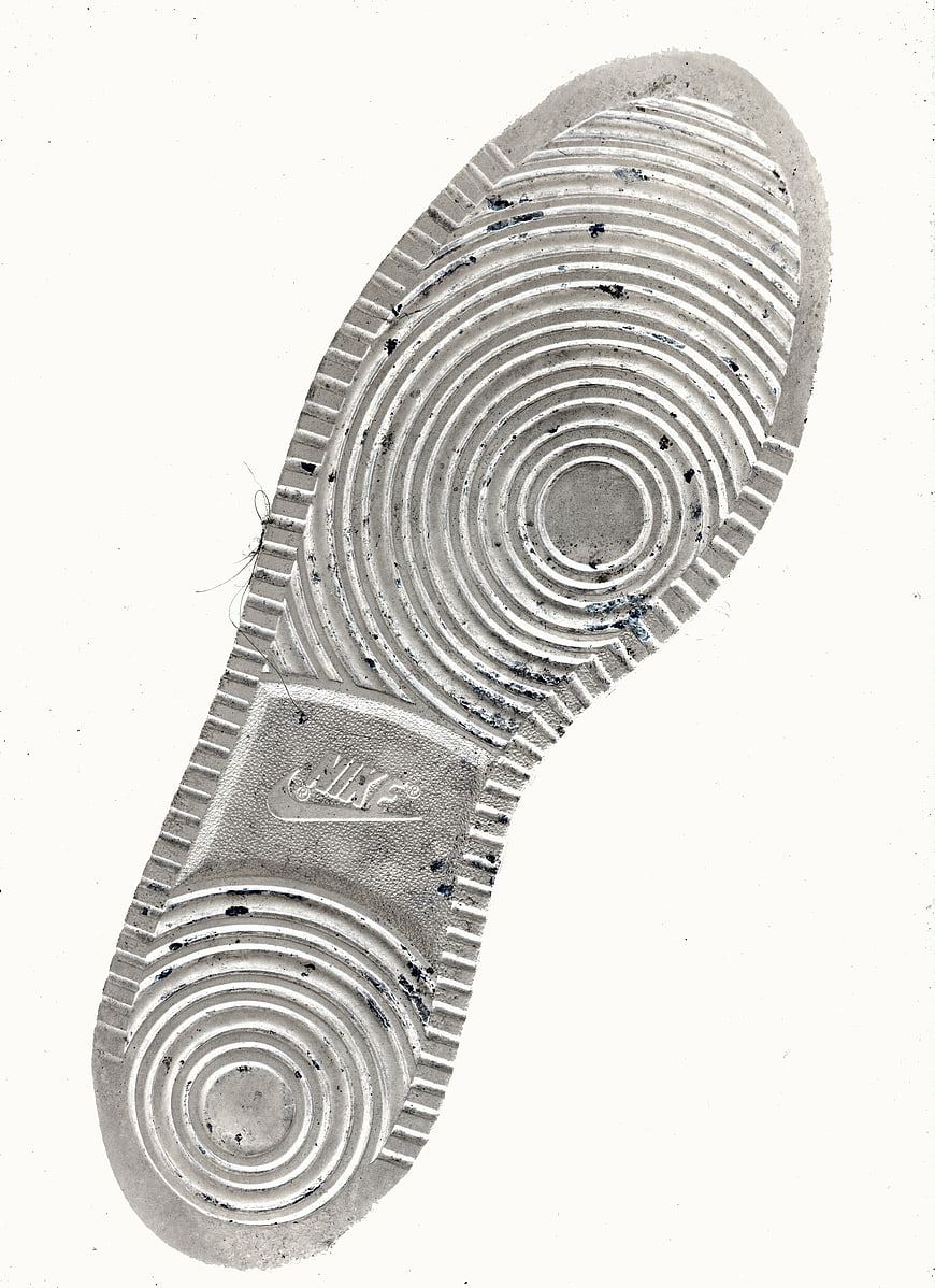Forensic Shoe Sole Impression Print on White Paper