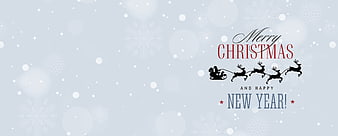 Merry Christmas and Happy New Year Banner with Santa Sleigh