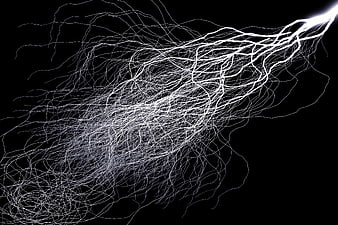 Abstract White Lightning Bolt on Black Background