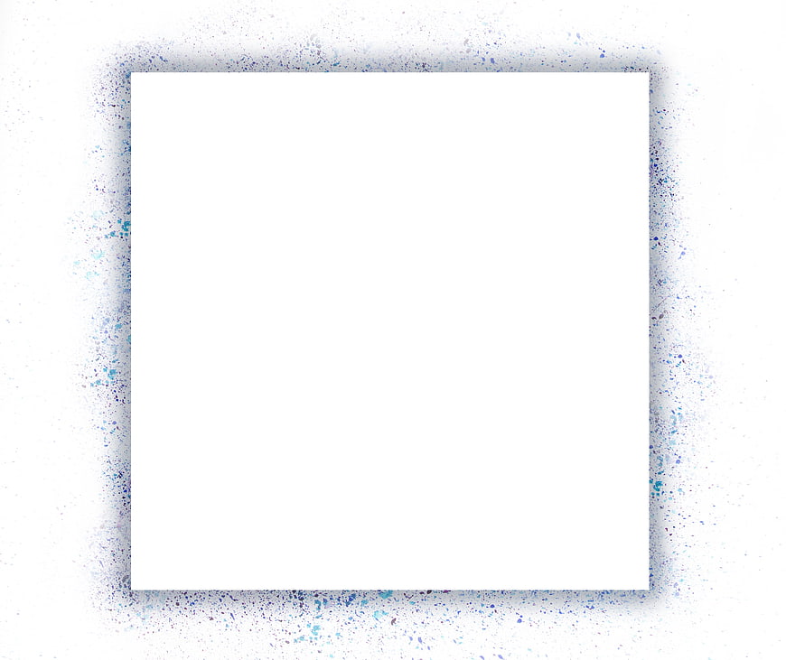Blue and Cyan Watercolor Splash Frame on White Background