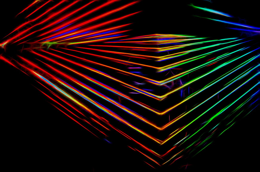 Abstract Neon Light Streaks on Black Background