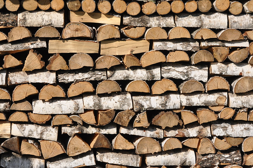 Stacked Birch Firewood Logs Pattern