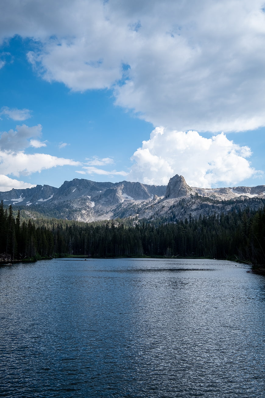 Scenic Mountain Lake with Cloudy Sky and Forest