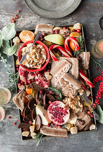 Festive Christmas Charcuterie Board with Gingerbread and Fruit