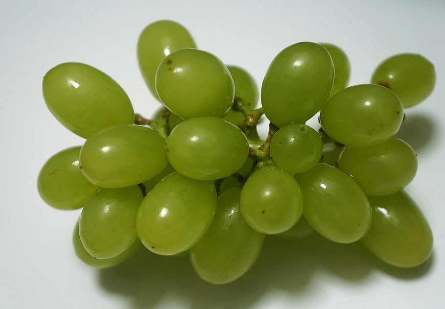 Fresh Green Grapes on White Background