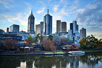 Melbourne Skyline and Yarra River at Dusk