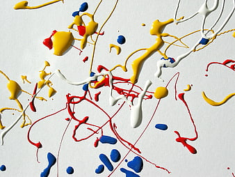 Abstract Multicolored Paint Splatter Texture On White Paper Background