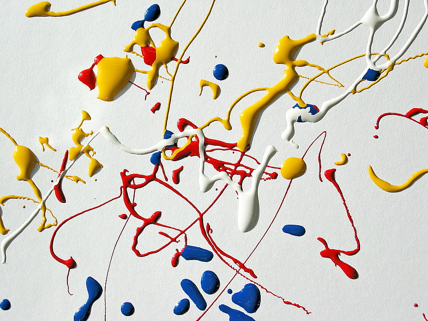 Abstract Multicolored Paint Splatter Texture On White Paper Background