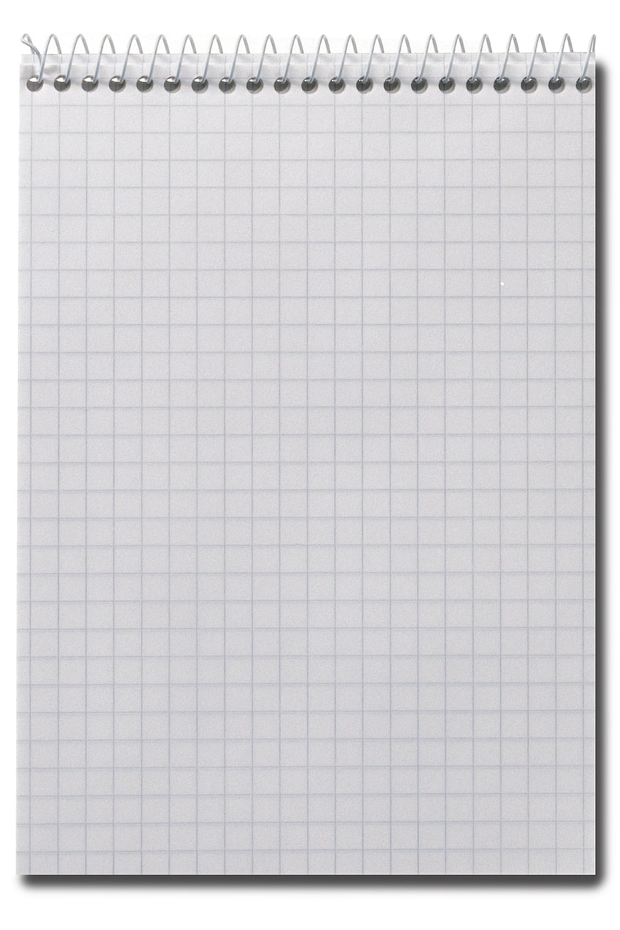 Blank Grid Paper Notepad With Spiral Binding On White Background