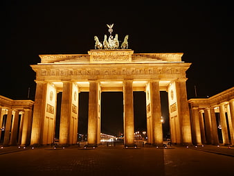 Brandenburg Gate Berlin Night Illuminated