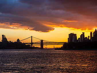 Brooklyn Bridge Silhouette at Golden Sunset
