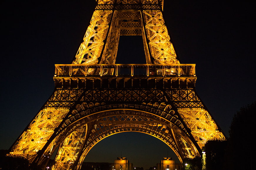 Eiffel Tower Illuminated at Night in Paris