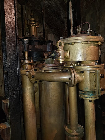 Vintage Brass Industrial Pump and Pipes