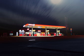 Circle K Gas Station at Night with Star Trails